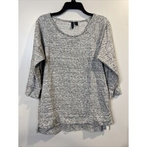 Cynthia Rowley Long Sleeve Top Women's large Heathered Gray With Zip Sides Comfy